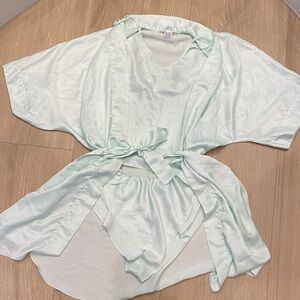 Elegant Mint Green Satin Sleepwear Set